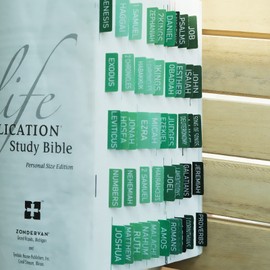 Bible Index Tabs New Old Testament Catholic Bible Labels Self-Adhesive Sticker Glossy Laminated 120 Pcs - Green Palette Theme