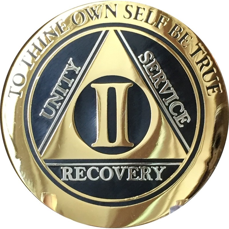 2 Year AA Medallion Elegant Black Gold Silver Plated Bi-Plate