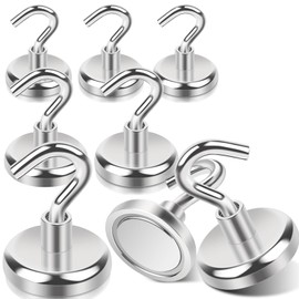 DGDUBRB Magnetic Hooks, Extra Strong, 38 kg + Magnetic Hooks, Strong Magnets with Hooks, Large Neodymium Magnets, Extra Strong, Magnetic Hooks for Hanging Classroom, Kitchen, Garage, and Office, Pack