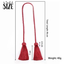 BEL AVENIR 2 Pack Curtain Handmade Tiebacks Decorative Curtain Holdbacks with Tassel (Red, 2 Pack)