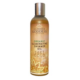 GLIMMER GODDESS Organic Illuminating Shimmer Body & Face Oils, 24 KT Gold, Radiant Glow & Hydration 4 oz.