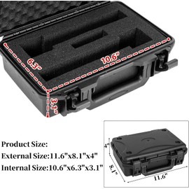 Waterproof Hard Carrying Case,Shockproof Storage Box with Customizable Foam,11inch Portable Protective Tool Box for Microphone,Recorder,Electronics,Tools,Cameras,Equipment and More