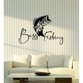 Vinyl Wall Decal Words Sea Bass Fishing Fish & Hunt Hobby Stickers Mural Large Decor (g3813) Black