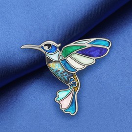 YINYA - Broches de colibrí esmaltados de aleación de zinc para mujeres, adolescentes, niñas, regalos de fiesta, Mediano, Metal, Sin gemas., Azul