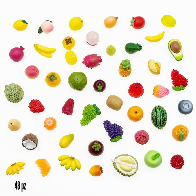 Cayway 48 Pz Mini Frutta in Resina, Mini Modelli di
