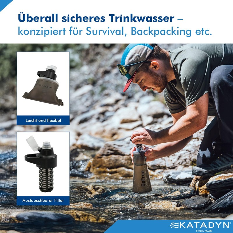 Katadyn BeFree AC 1.0L Black - Robust Water Filter for