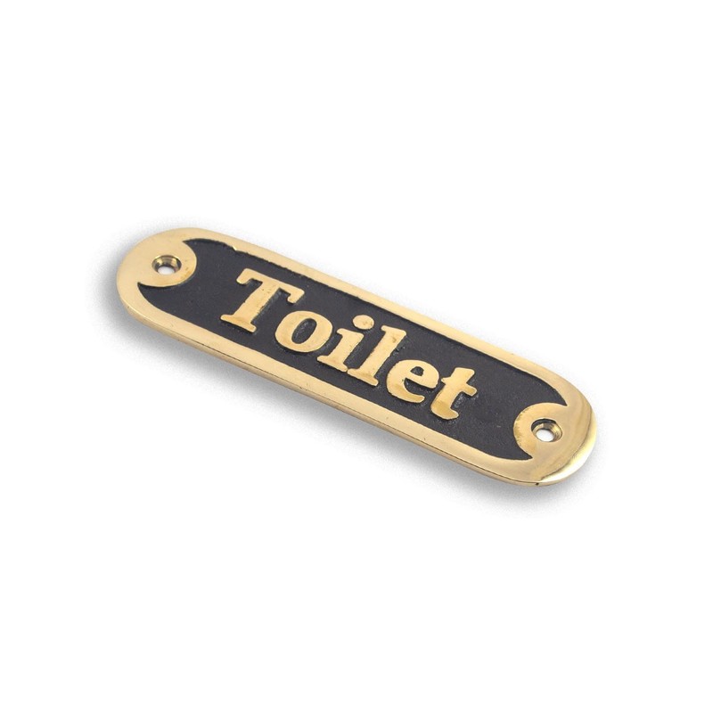 Calyron Brass Bathroom Toilet Door Sign Casted Gold/Black Handmade Plaques