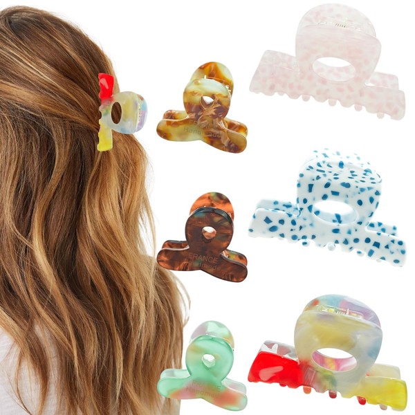 Capiant 6 Pack Small Acetate Claw Clips for Women -