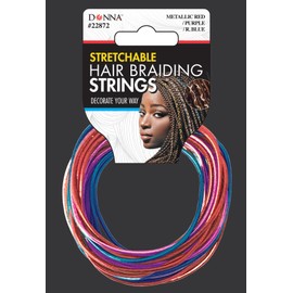 DONNA HAIR BRAIDING STRINGS Metallic Red, Purple, Royal Blue