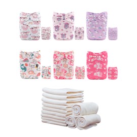 ALVABABY ALVABABY Cloth Diaper Adjustable Washable Reusable 6 Pack Cloth Nappies with 12 pcs 4 Layers Rayon from Bamboo Inserts 6DM32-MB-CA