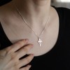 Sterling Silver Diamond Tip Cross Necklace for Women - Modern