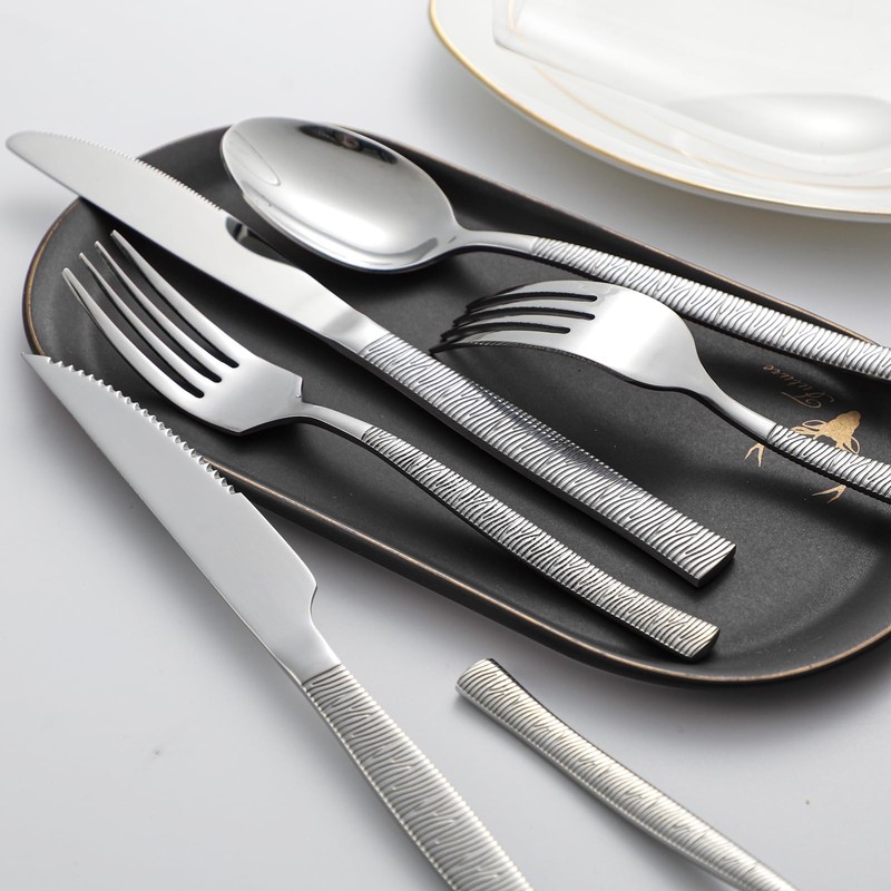 48-Piece Silverware Set,Stainless Steel Flatware Set with Steak Knives for
