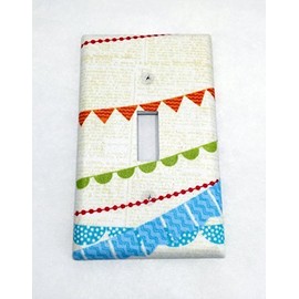Fabric Bunting Flags Fabric Covered Single Light Switch cover/Switch Plate/Kid's Bedroom/Nursery Decor/Baby Shower Gift/Home Decor/Lighting/Wall Art/Party Decorations