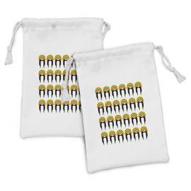 Ambesonne Jamaican Fabric Pouch Set of 2, Jamaican Culture Elements Cartoon Style Design Rastafarian Man Dreadlocks, Small Drawstring Bag for Toiletries Masks and Favors, 9" x 6", Multicolor