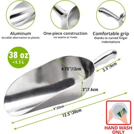 CUSINIUM 38 oz Aluminum Ice Scoop with Holder