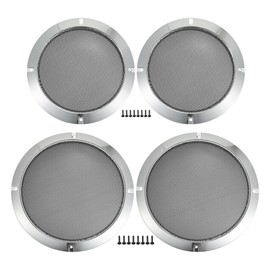 VekAuto Universal 6.5 Inch 8 Inch Speaker Grille Cover Grid Round Audio Subwoofer Protection with Mounting Screws Iron Plated Silver Colour - Pack of 4