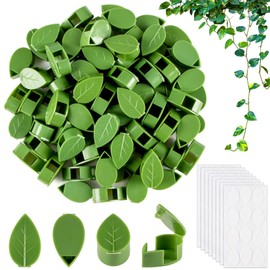 RAINFLOW Plant Wall Clips - 90 Pcs Plastic Plant Climbing Wall Fixture Clips Removable Invisible Green Leaf Shaped Pothos Retainer with Acrylic Adhesive Sticker for Vine Plants and Wire Storage