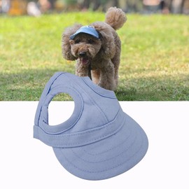 Pet Dog Sports Hat Cat Baseball Hat Pet Outdoor Hat Sunbonnet Fashionable Sun Hat Adjustable Stripe Summer Travel Hat with Ear Holes (S-Blue)