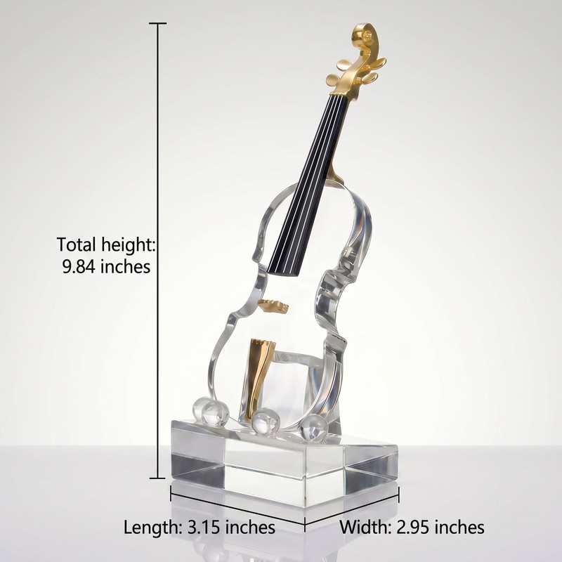K9 Crystal Violin Figurine, 9.8-Inch Gift for Music Lovers