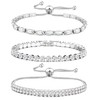 JeweBella 3 Pcs Silver Bracelet for Women Dainty Tennis Bracelets