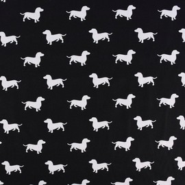 SCHÖNER LEBEN. Cotton Fabric Dog Dachshund Black White 1.6 m Width