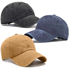 oBoAA 3 PCS Gorra Béisbol Retro Color Sólido, Gorras de Béisbol de Algodón Lavado, Gorra Retro Ajustable para Mujeres y Hombres, Adecuado para decuado para Ejercicio y Actividades al Aire Libre