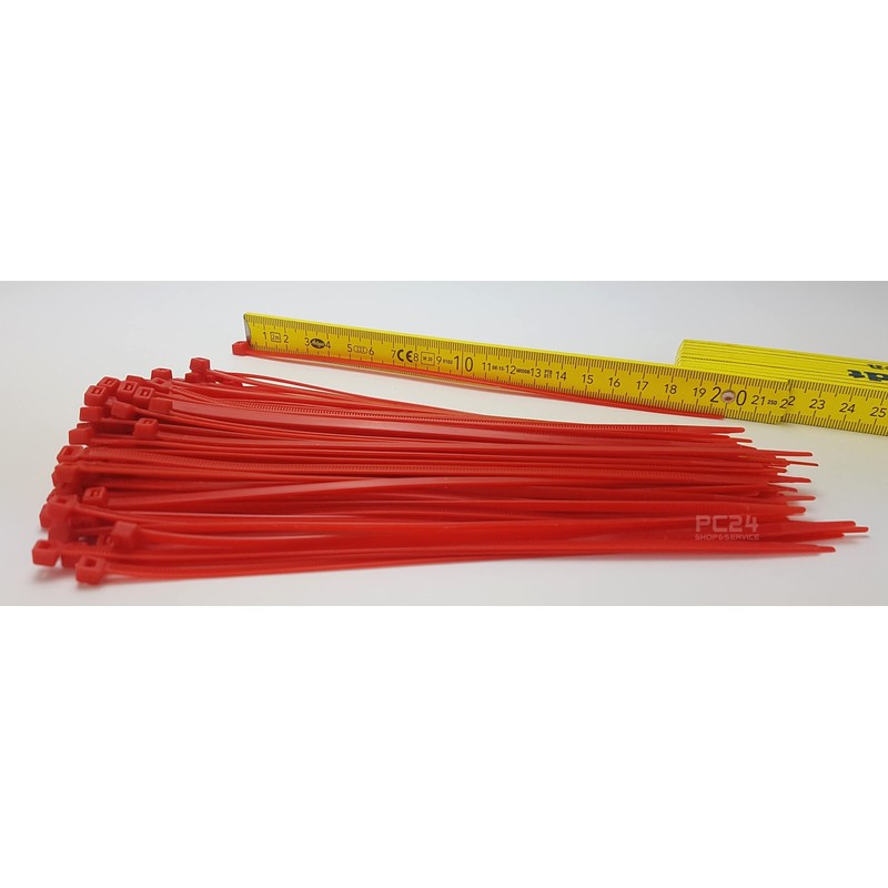 Cable Ties 200 mm Red Pack of 100 Premium Quality