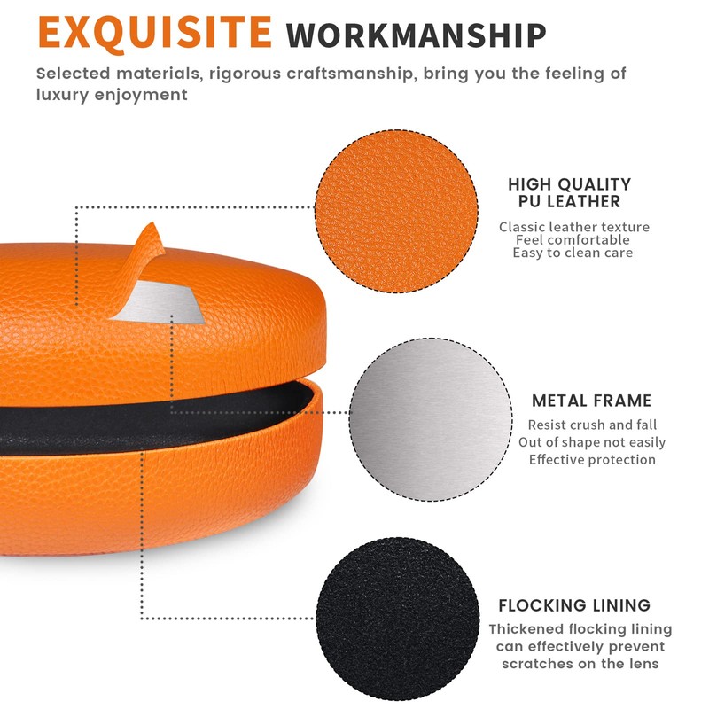 molshine Hard Shell Sunglasses Case,PU Leather Classic Large Glasses Case