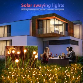BrizLabs Solar Garden Lights, 4 Pack 32 LED Solar Powered Firefly Lights, 2 Modes Swaying Light, Waterproof Globe Pathway Outdoor Lighting for Yard Pathway Walkway Patio Decor, Warm White