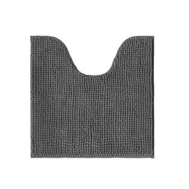 Decomira Bath Mat Non-Slip Toilet Mat with Cut-Out, Can be Combined as a Bath Mat Set, Bathroom Rug Bath Mat Washable Made of Chenille, For Freestanding Toilets, Dark Grey, 45 x 45 cm