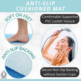 Non Slip Bathtub Mat Shower Mat for Tub - Loofah Bath Mats for Bathroom - 40x16 Bathtub Floor Mat - Textured Anti Slip Bath Mat Without Suction Cups - Secure Mat for Wet Areas (40x16 Aqua Blue)