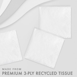Creative Converting Disposable Paper Dinner Napkins, 3-Ply, 8.5x 8", White, 25 ct
