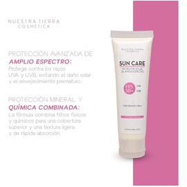 Nuestra Tierra Cosmética Sun Care, Protector Solar de Amplio Espectro FPS 50+, Cutis Normal o Seco, 100g