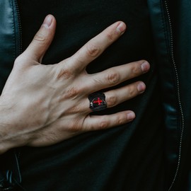 Raymard Mens Stainless Knights Templar Rings,Stainless Steel Religious Cross Rings for Men, Size 11-Black