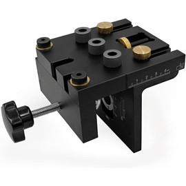 Zodazoqa 3-in-1 High Precision Jig Dowel Cam Jig Kit Wood Hole Drilling Guide,with Positioning Clip Adjustable Drilling Guide Puncher Locator Carpentry Tools for DIY Wood working Furniture Repair