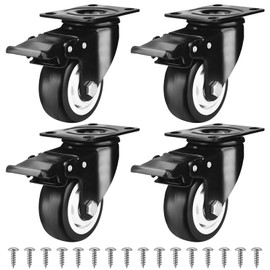 4 Pcs 50mm Heavy Furniture Castors with Brake Silent Castors for Furniture Appliances Capacity 200kg