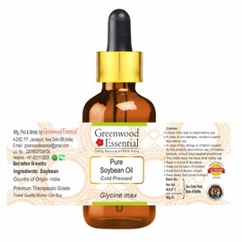 Greenwood Essential Pure Soy Bean Oil (Glycine Max) with Glass Dropper Natural Therapeutic Quality Cold Pressed 15 ml (0.50 oz)