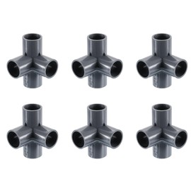 sourcing map 3/4" PVC Fittings, 4 Pcs 4 - Way Elbow Connector Elbow PVC Furniture Fittings Corner Fitting for Water Supplies PVC Furniture DIY Shelf Greenhouse Tent Connection, Grey