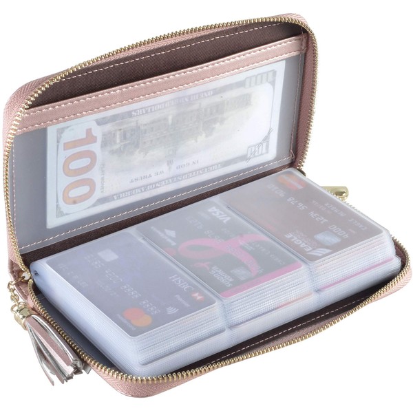 Easyoulife Credit Card Holder Wallet Womens Zipper Leather Case Purse