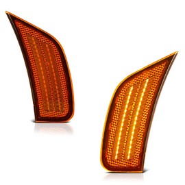 VIPMOTOZ Full LED Amber Front Side Marker Lights Compatible With 2021-2023 Chevy Suburban Tahoe Escalade Yukon XL Chrome Housing Smoke Tinted Lens Direct Replacement Left & Right Side Pair Set