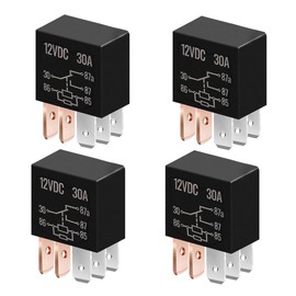 5 Pin 12V Relay 30A 12VDC, 4PCS Black Starter Relay Multi Purpose Automotive Relay for Car Motor Automotive Replacement Accessories