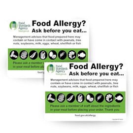 FOOD ALLERGY POSTER | PACK OF 2 | A4 LAMINATED | Awareness Safety Sign | Health and Safety 14 Allergens Food and Kitchen Allergy