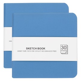 PATIKIL 4x4" Watercolor Paper Sketchbook, 2Pcs 30 Sheet 300GSM/203lb Acid Free Watercolor Journal Hardcover Artists Paper Pads for Painting, Blue