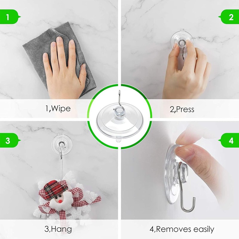 Navoys Set of 12 Suction Cup Hooks, Premium PVC Cups