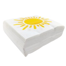 LOONELO Boho Sun Napkins, 100pcs Here Comes The Son Baby Shower Napkins, Disposable Sun Paper Beverage Napkins for Boho Sun Birthday Party Baby Shower Home Kitchen Table Decor