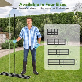 Seeutek Lawn Leveling Rake, 45” x 10” Lawn Leveler with 6.5FT Stainless Steel Handle Rakes for Lawns, 0-180° Adjustable Ground Leveler Tool for Yard, Level Soil Sand Dirt Surfaces