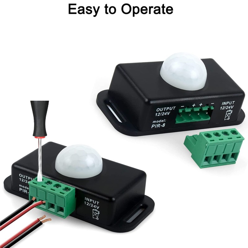 Greluma Motion Sensor Switch, 12V/24V PIR Sensor LED Switch Controller