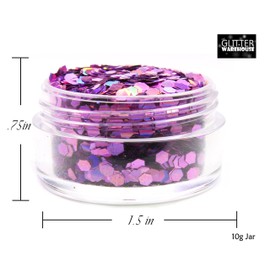 2mm Chunky Rose Pink Holographic Glitter GLITTERWAREHOUSE COSMETIC GLITTER Loose Glitter Powder for Festival Makeup Face Body Hair Nails Eyes Lips (10g Jar)