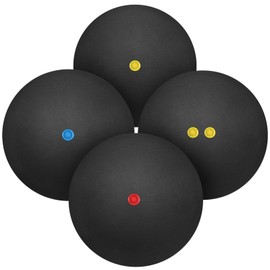 Gatuida Squash Balls: Pack of 4 Squash Balls, Double Yellow Dots, Single Yellow Red, Blue Dots, Black Jumping Balls for Training and Exercise, Indoor Racket Sports