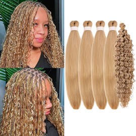 Ash Honey Blonde Braiding Hair Pre Stretched for Boho Braids Synthetic Pre-stretched Knotless Boho Braiding Hair Short hypoallergenic ez Braids
